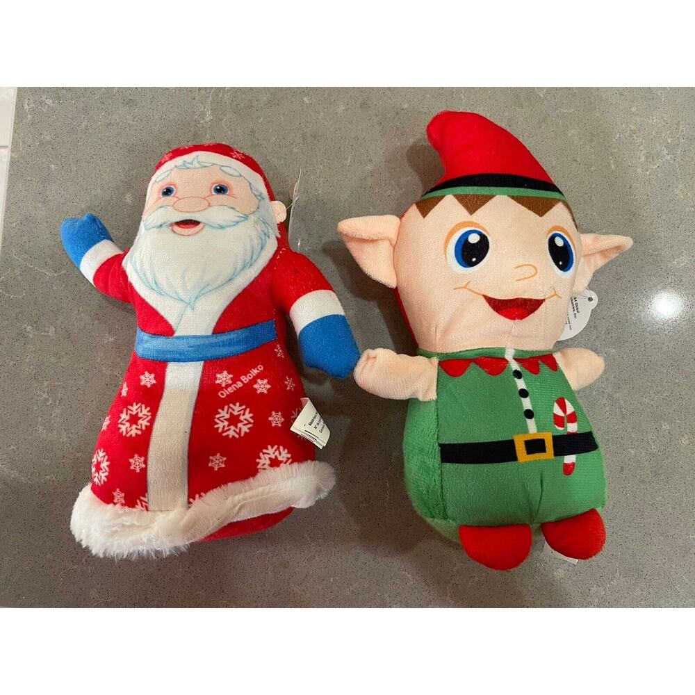 A&A Global Industries Plush Elf & Plush Santa Plush With Tags 10”